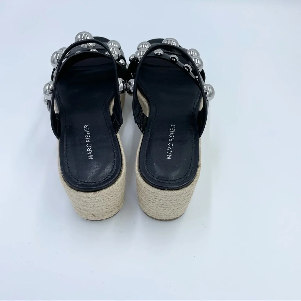 Marc Fisher Jalyn Platform Espadrilles Sandals Black Sz 9